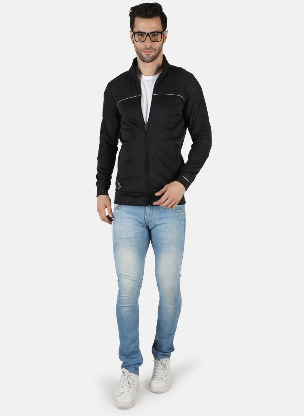 Rock.it Black Regular Fit Full Sleeve Collar Neck Sweatshirt