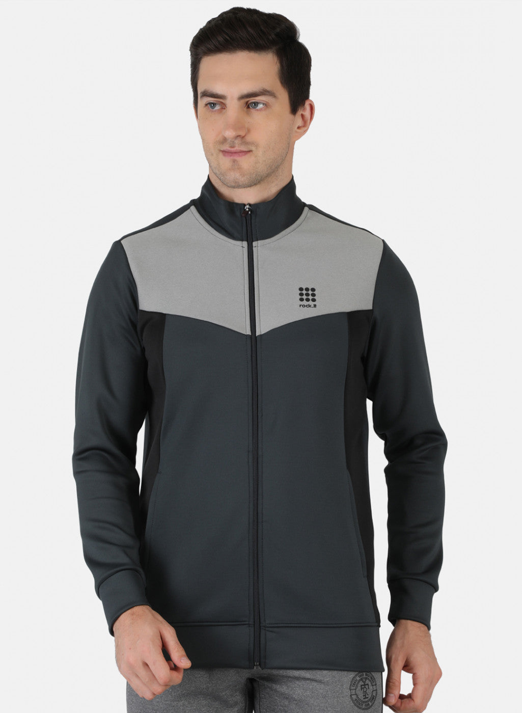 Rock.it Men Grey Solid Sweatshirt