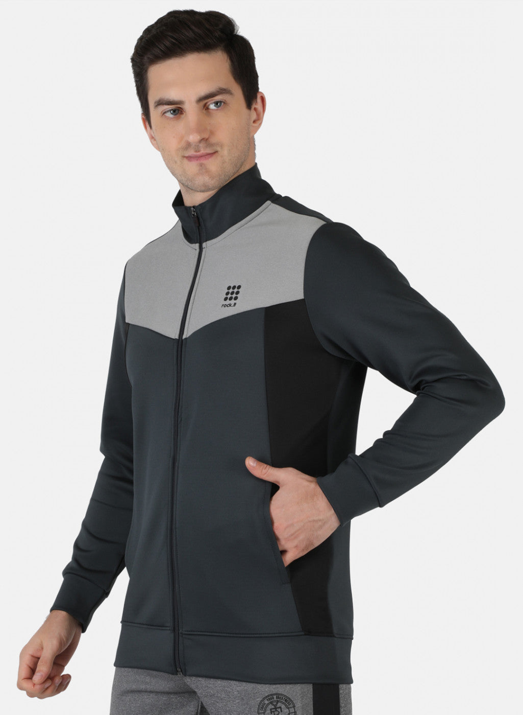 Rock.it Men Grey Solid Sweatshirt