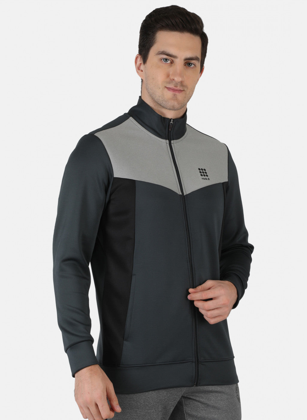 Rock.it Men Grey Solid Sweatshirt