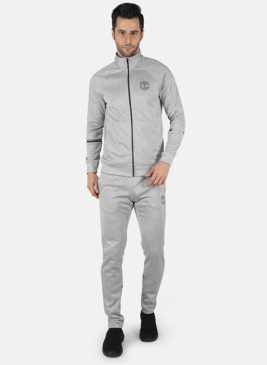 Rock.it Grey Regular Fit Full Sleeve Collar Neck Tracksuit