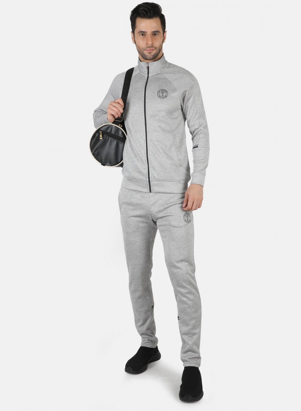 Rock.it Grey Regular Fit Full Sleeve Collar Neck Tracksuit