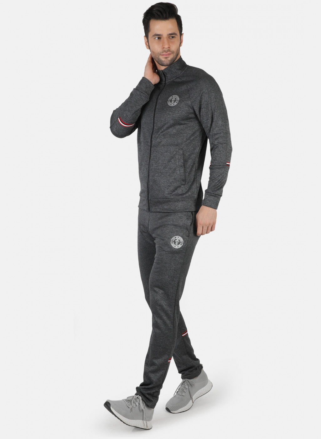 Rock.it Grey Regular Fit Full Sleeve Collar Neck Tracksuit