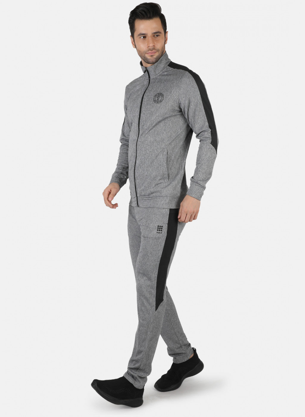 Rock.it Grey Regular Fit Full Sleeve Collar Neck Tracksuit