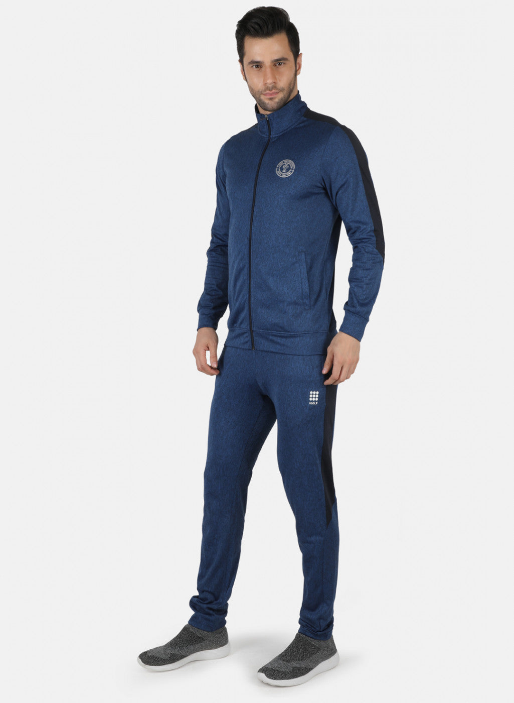 Rock.it Navy Regular Fit Full Sleeve Collar Neck Tracksuit
