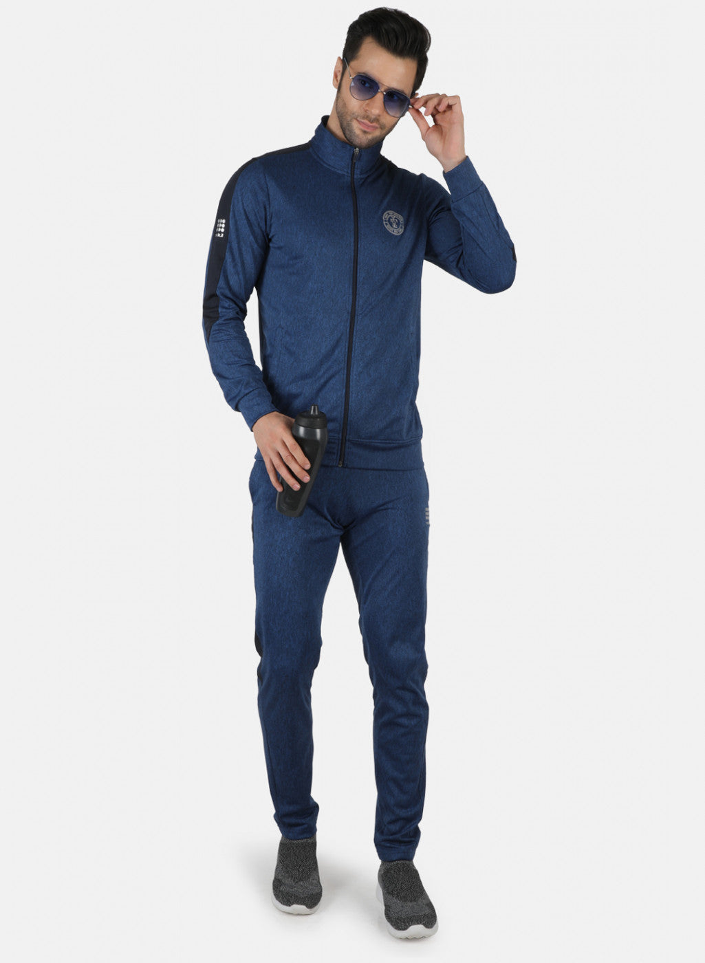 Rock.it Navy Regular Fit Full Sleeve Collar Neck Tracksuit