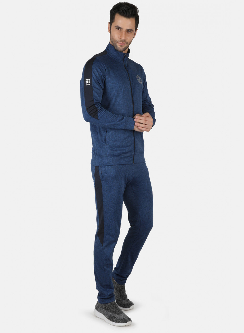 Rock.it Navy Regular Fit Full Sleeve Collar Neck Tracksuit