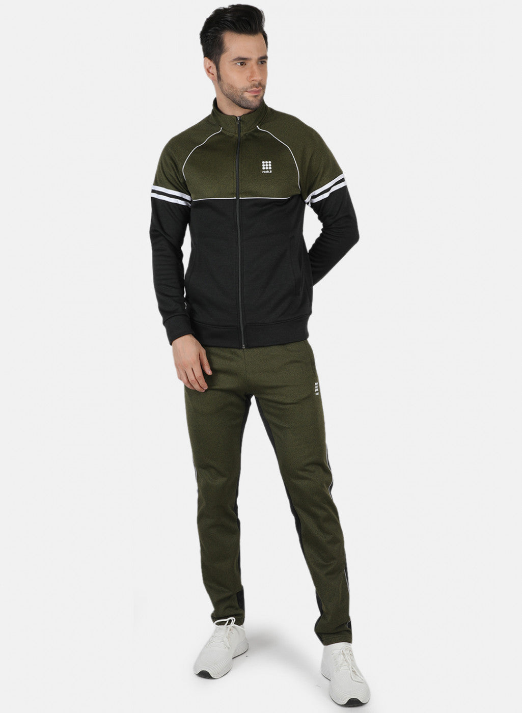Rock.it Olive Regular Fit Full Sleeve Collar Neck Tracksuit
