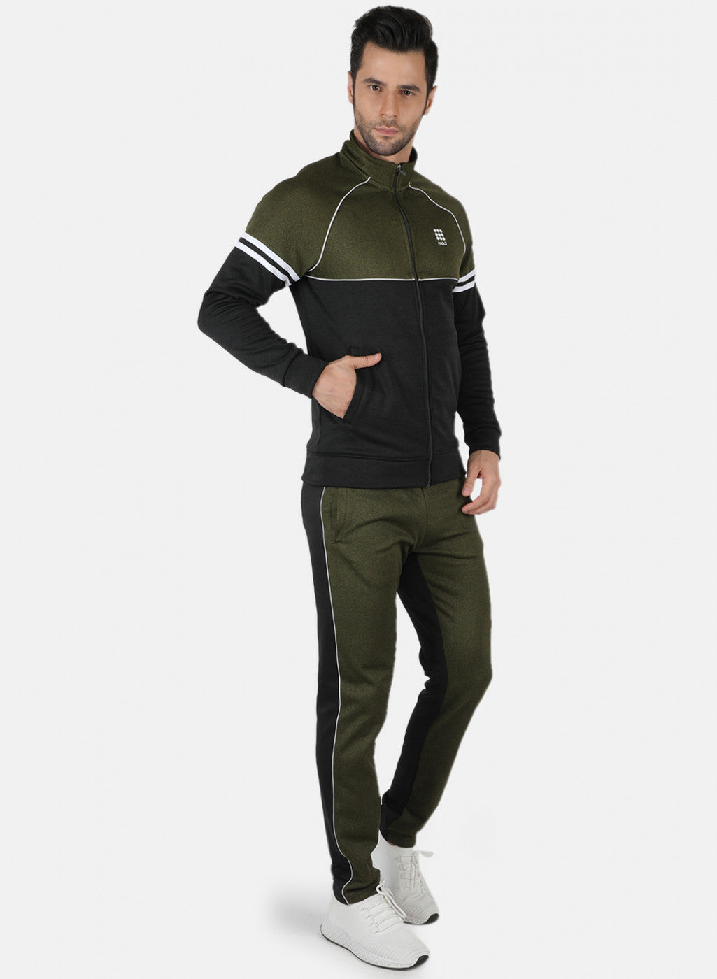 Rock.it Olive Regular Fit Full Sleeve Collar Neck Tracksuit