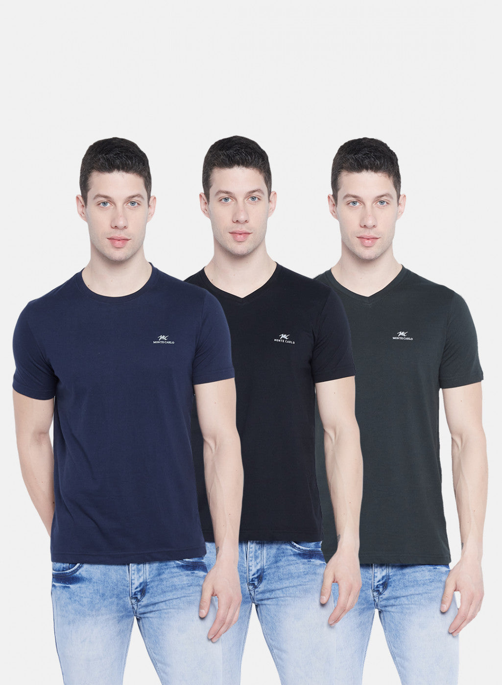 Mens Multicolor Plain T-Shirt