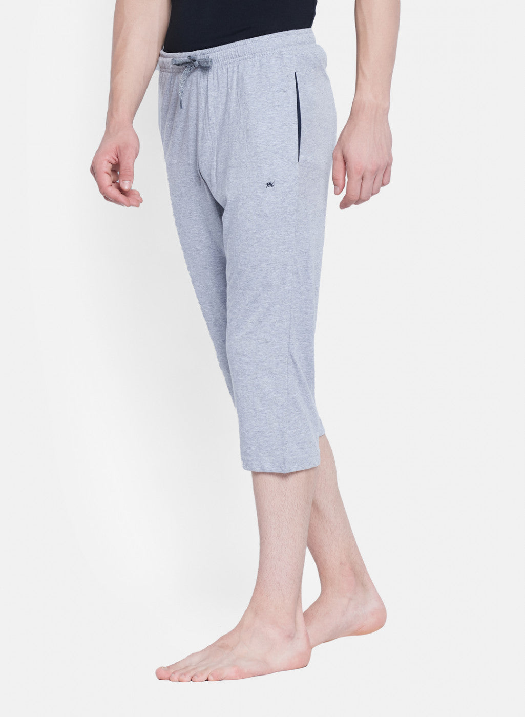 Mens Grey Plain Capri