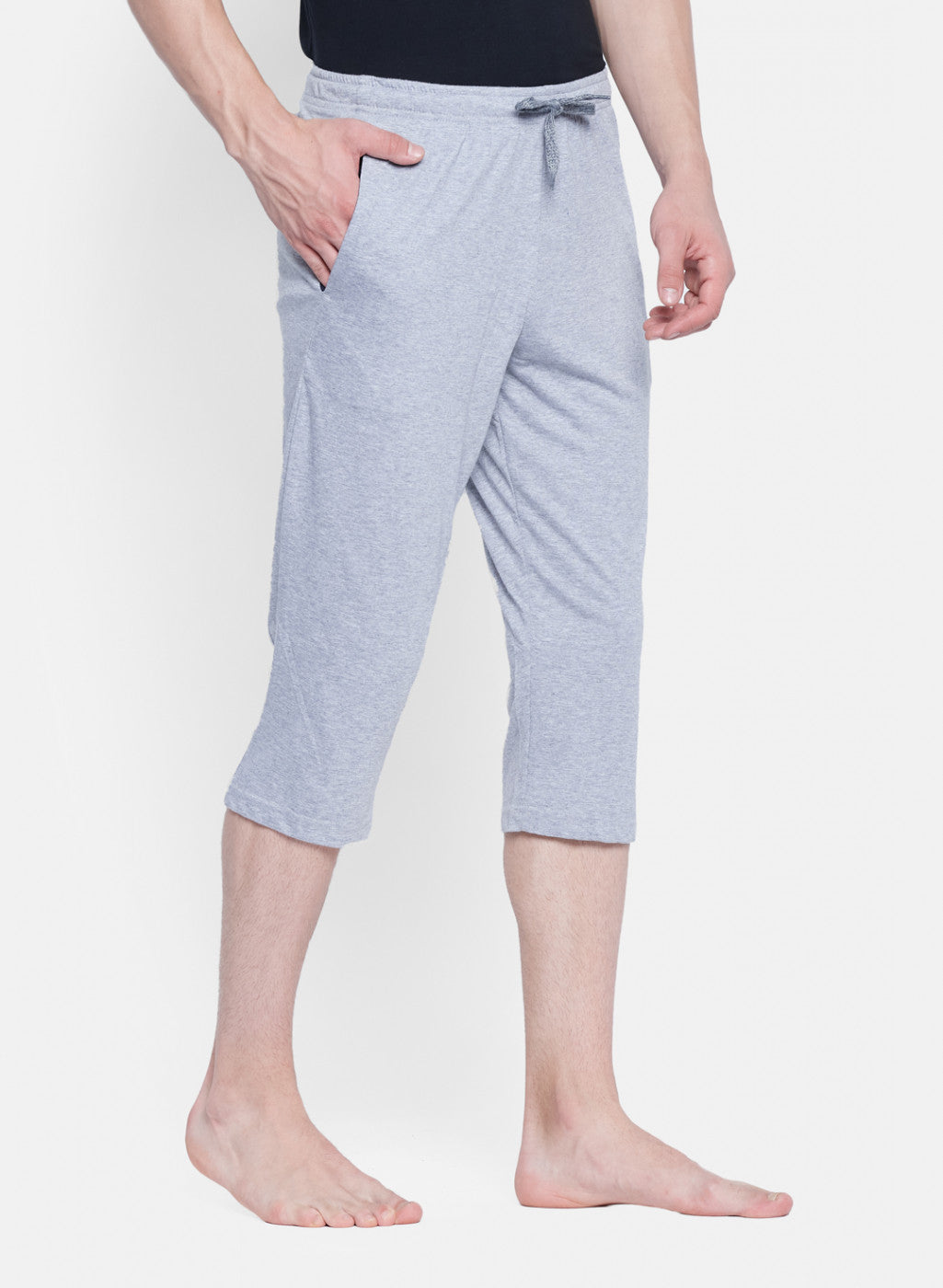 Mens Grey Plain Capri