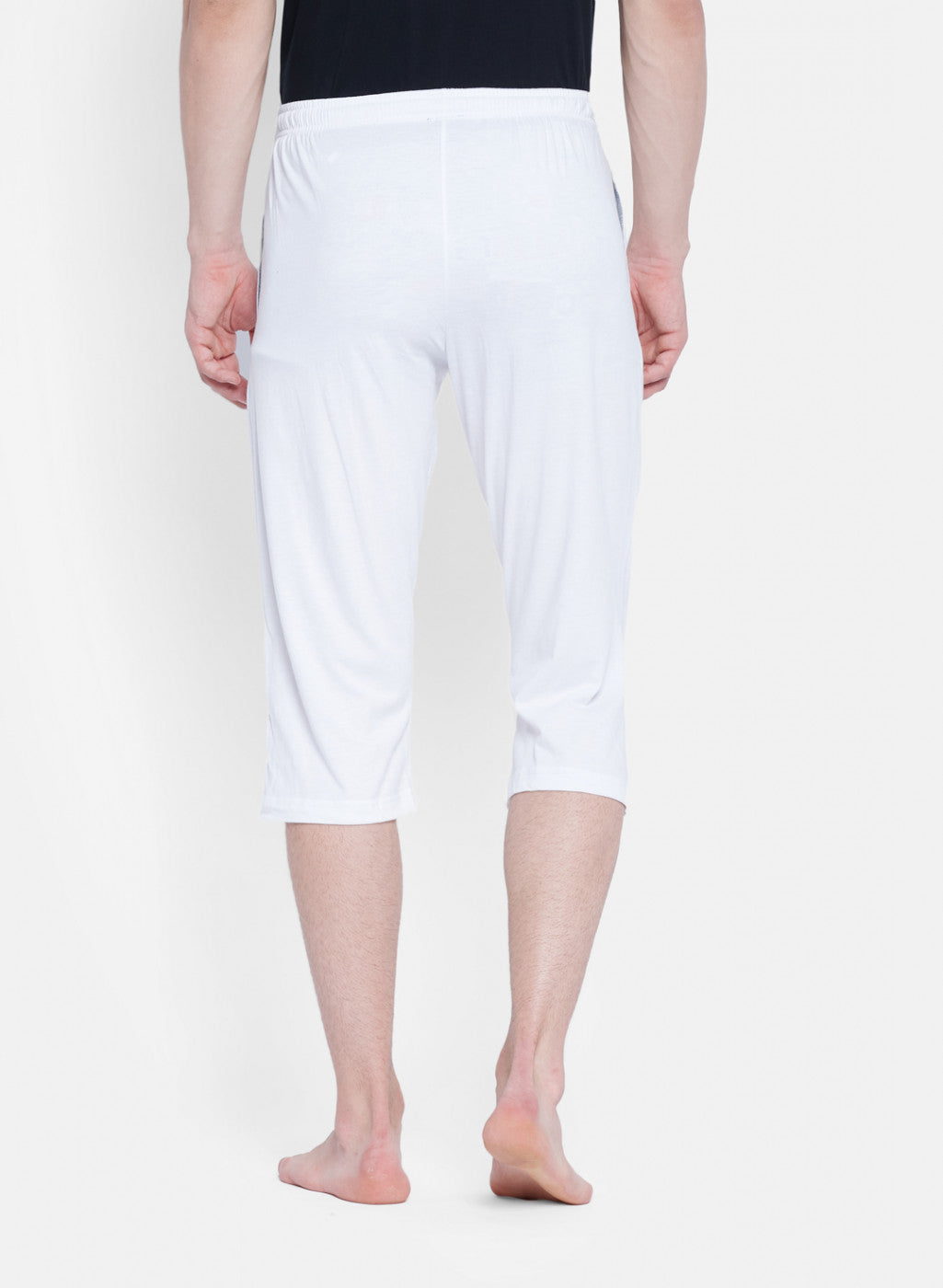 Mens White Plain Capri