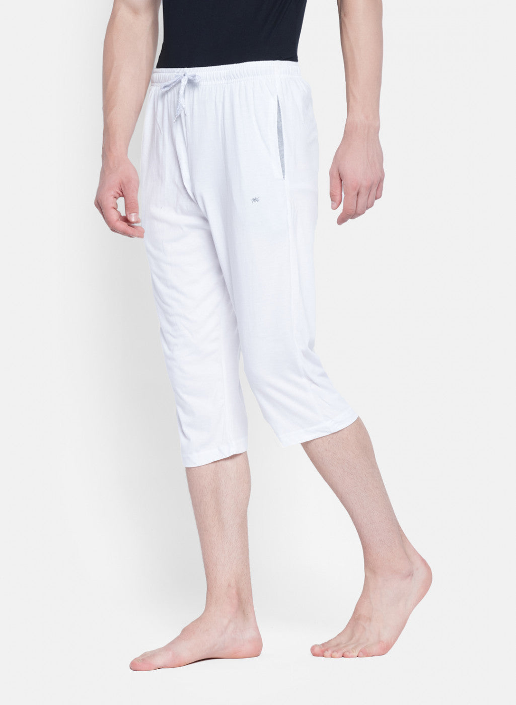 Mens White Plain Capri