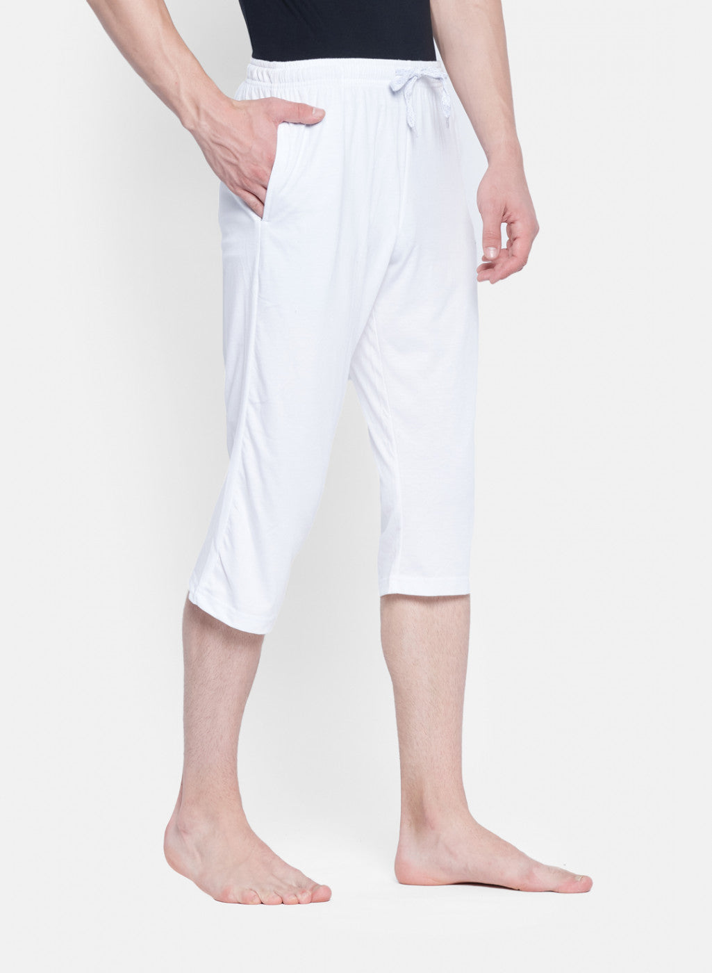 Mens White Plain Capri