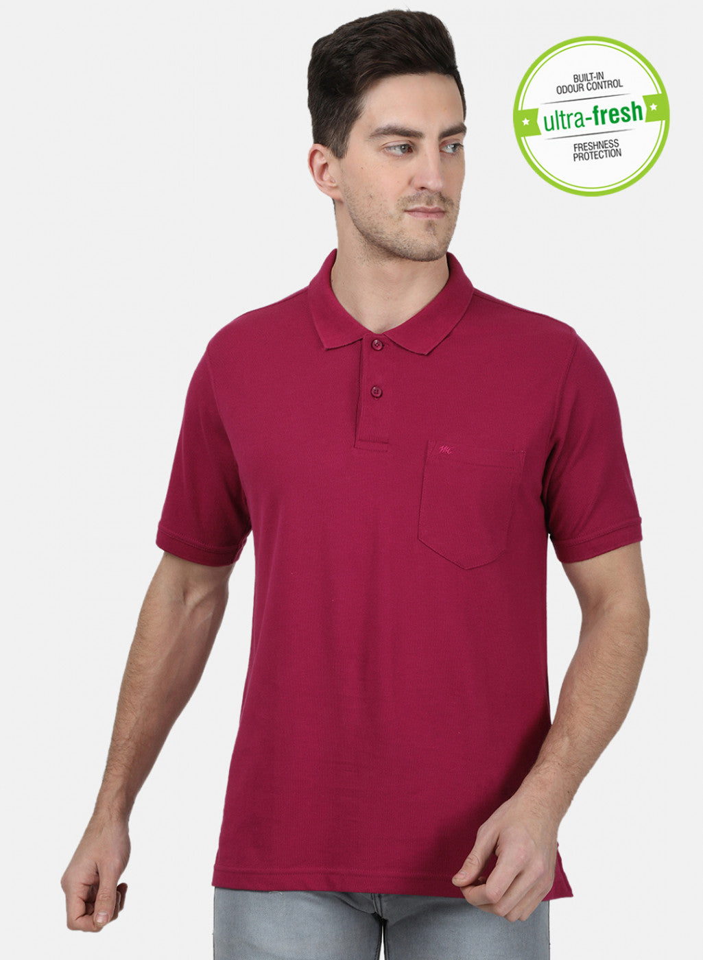Mens Dark Pink Plain T-Shirt