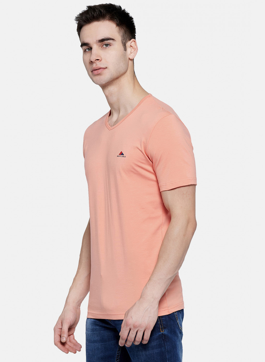 Mens Peach Plain T-Shirt