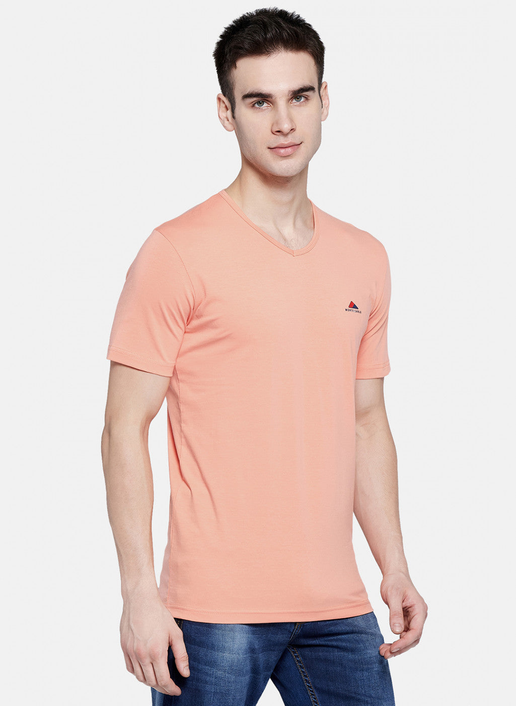Mens Peach Plain T-Shirt