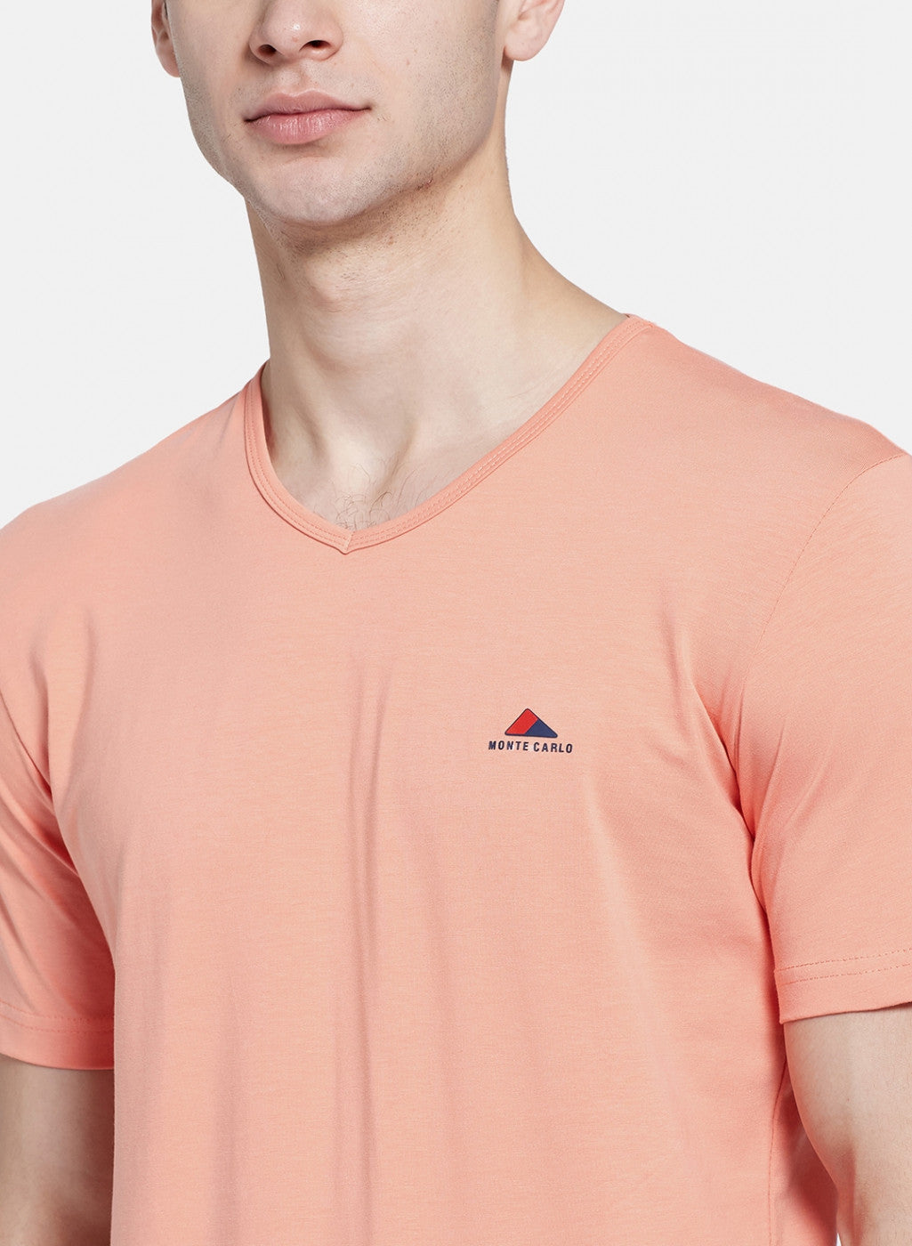 Mens Peach Plain T-Shirt