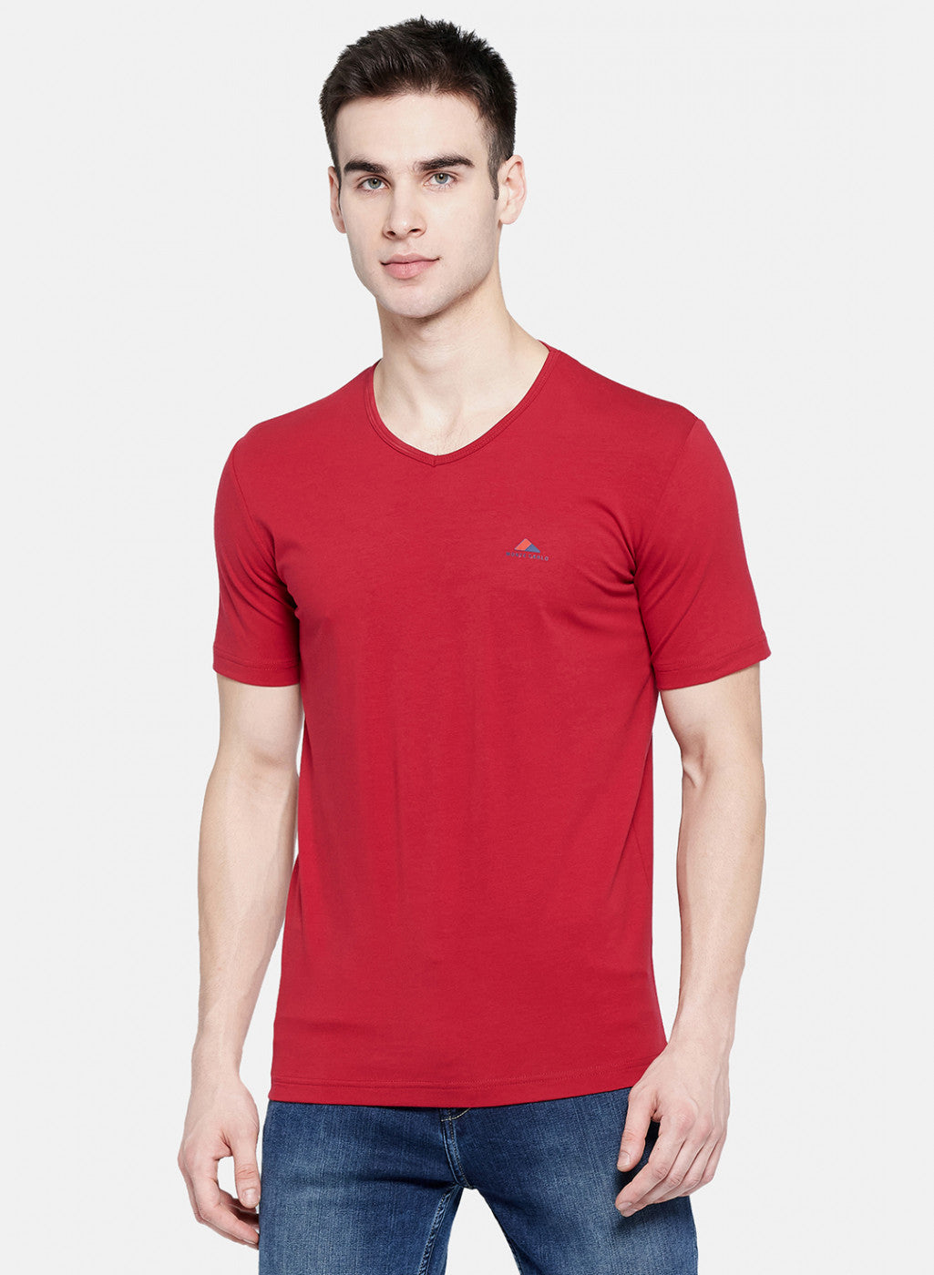 Mens Red Plain T-Shirt
