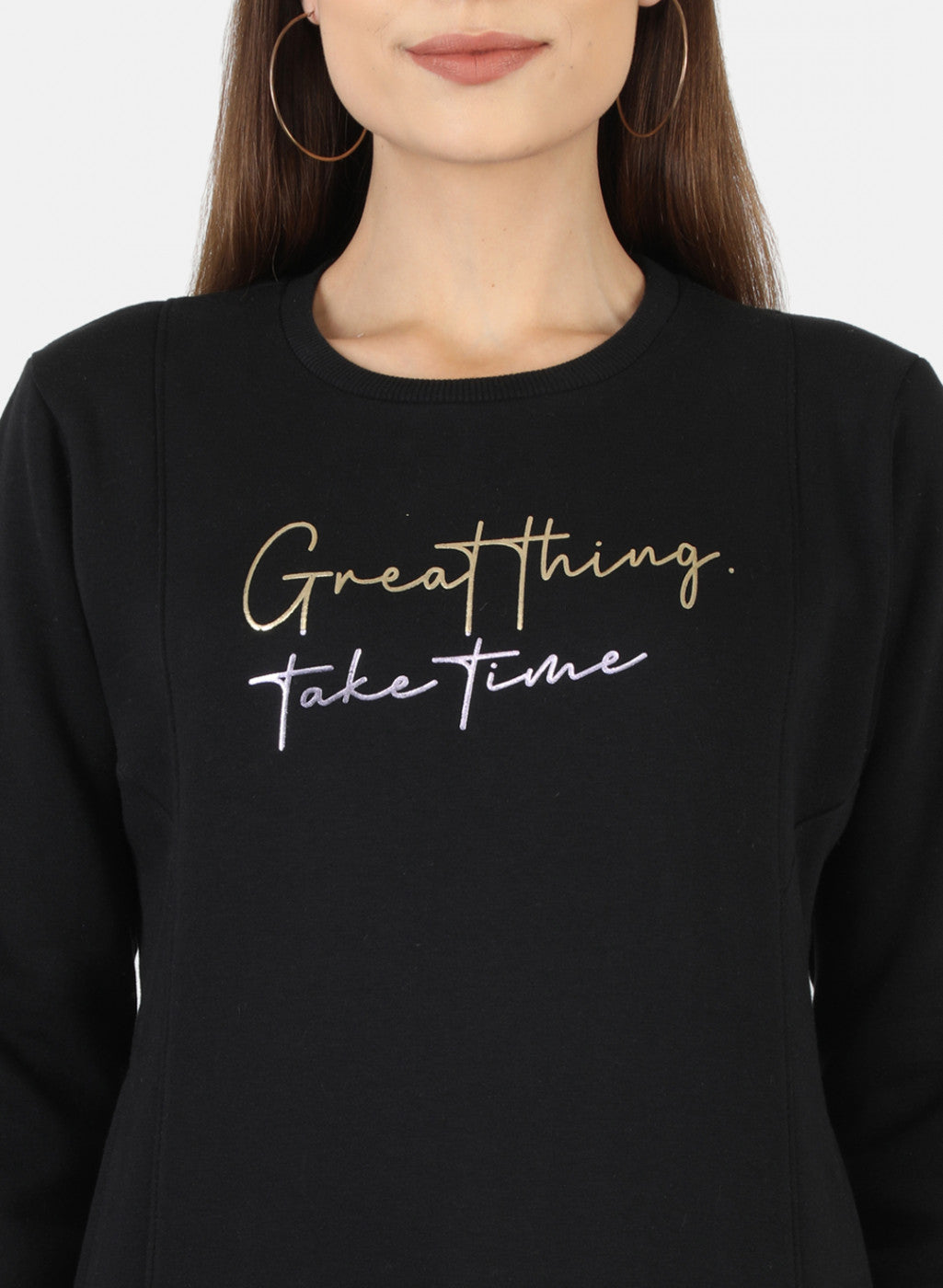 Women Black Printed Sweatshirt