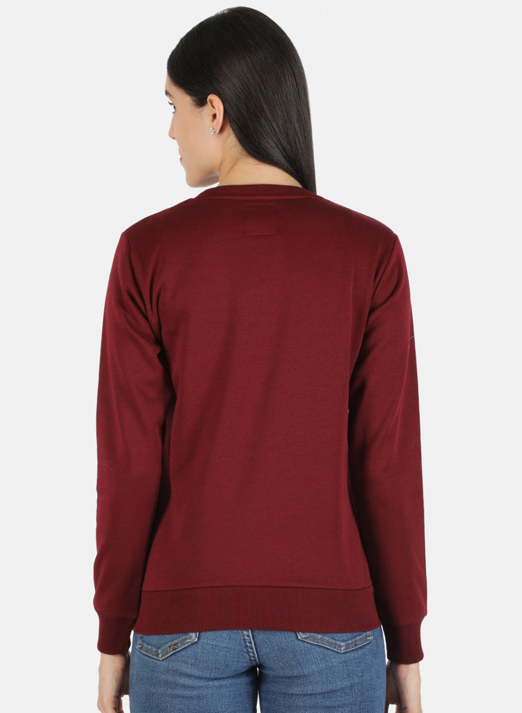 Women Maroon Solid Sweatshirt