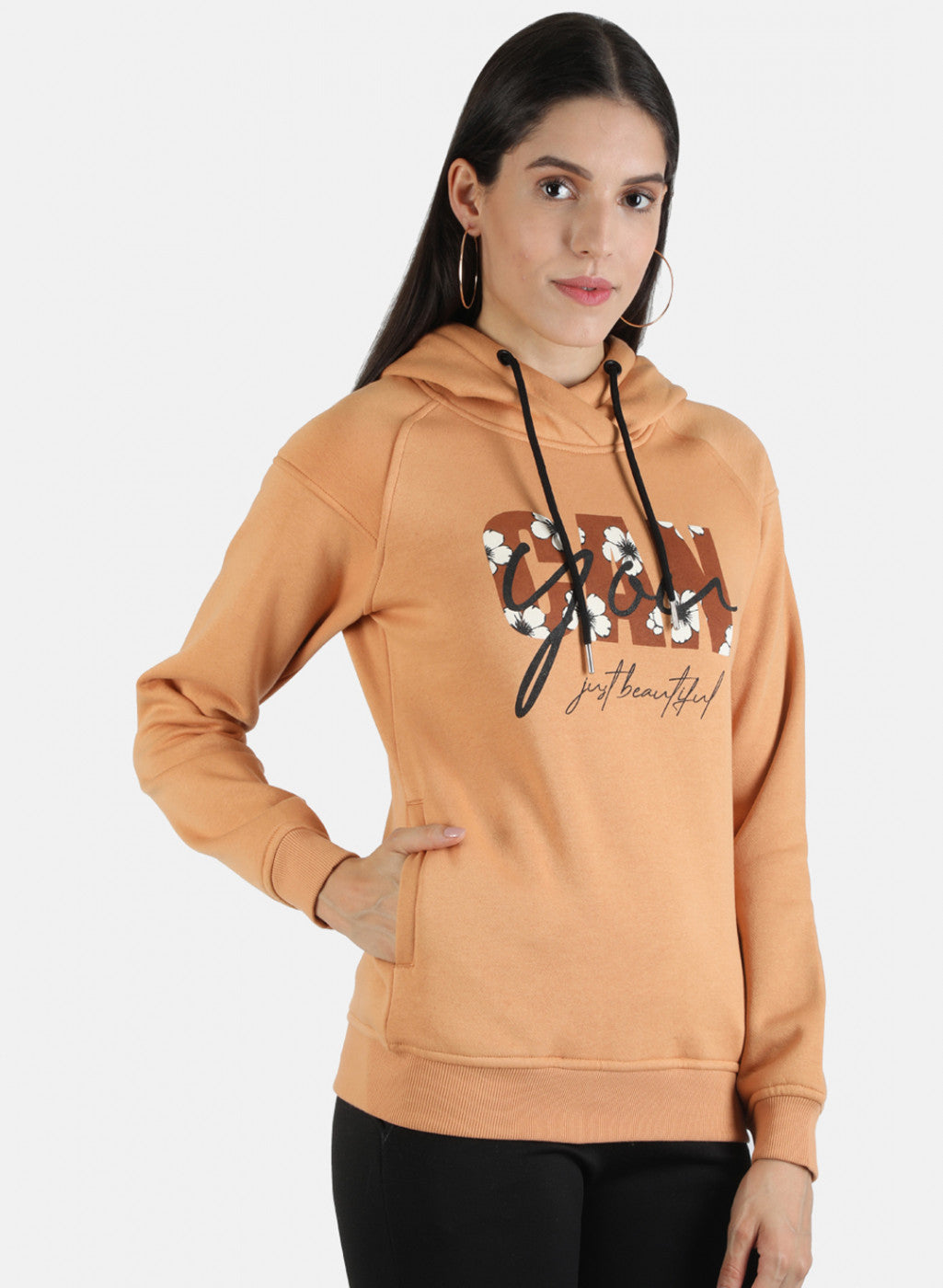 Women Brown Printed Sweatshirt