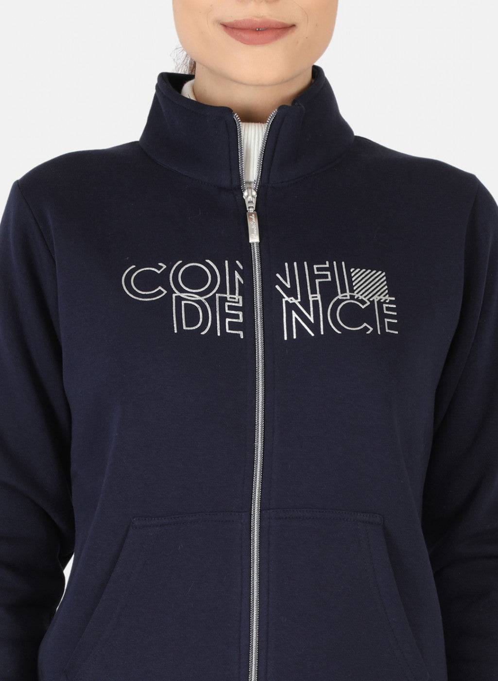 Women Navy Blue Printed Sweatshirt