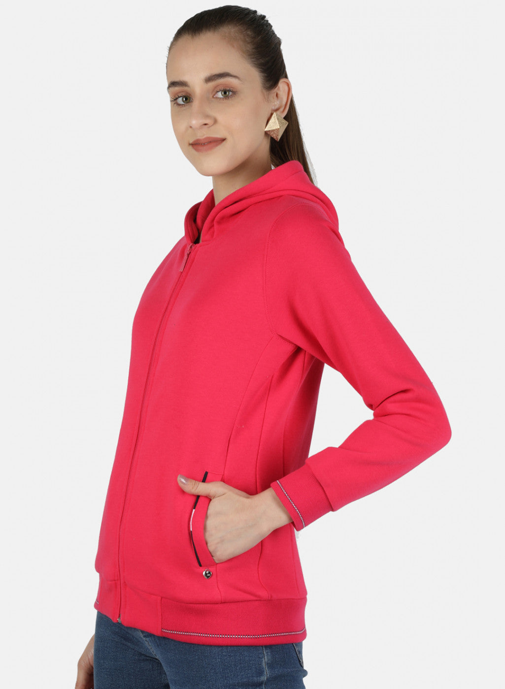 Women Pink Solid Sweatshirt