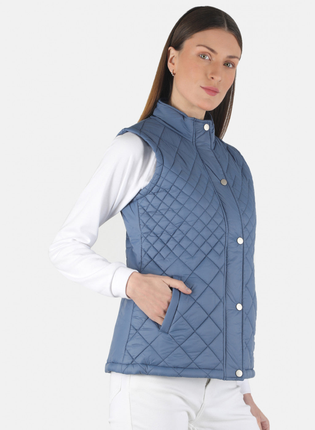 Women Blue Solid Jacket