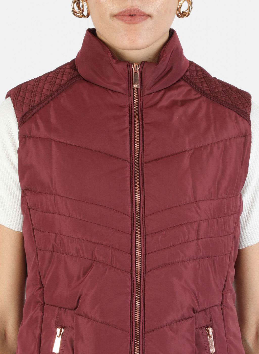 Women Maroon Solid Jacket