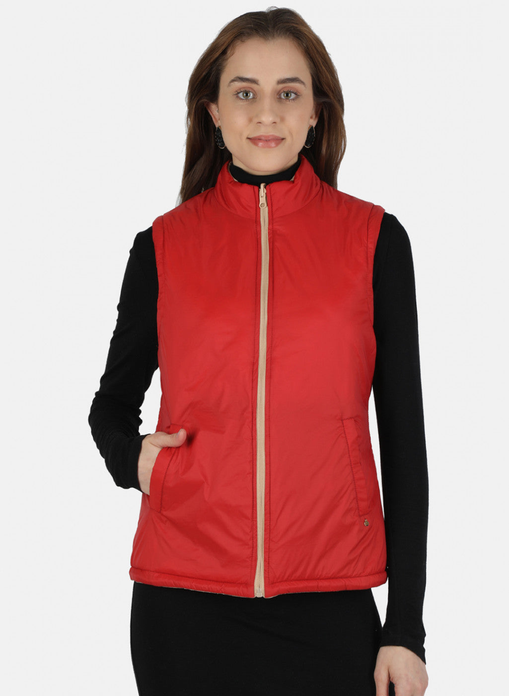 Women Beige Reversible Solid Jacket