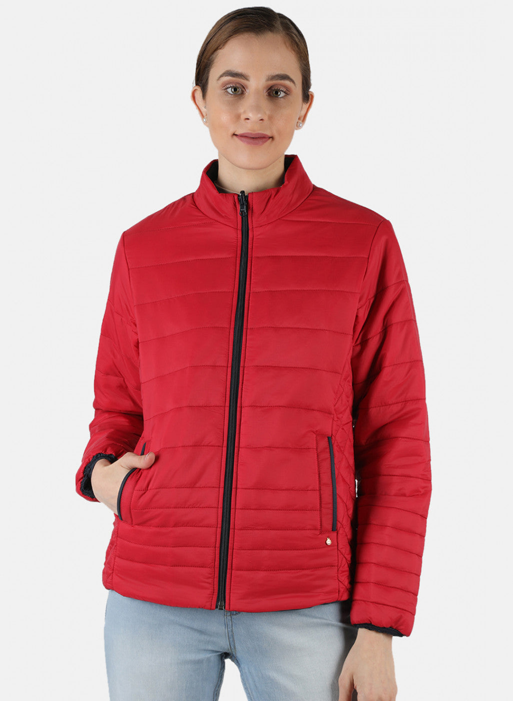 Women Maroon Solid Jacket