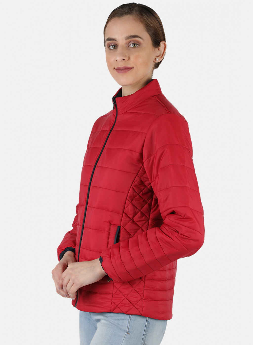 Women Maroon Solid Jacket