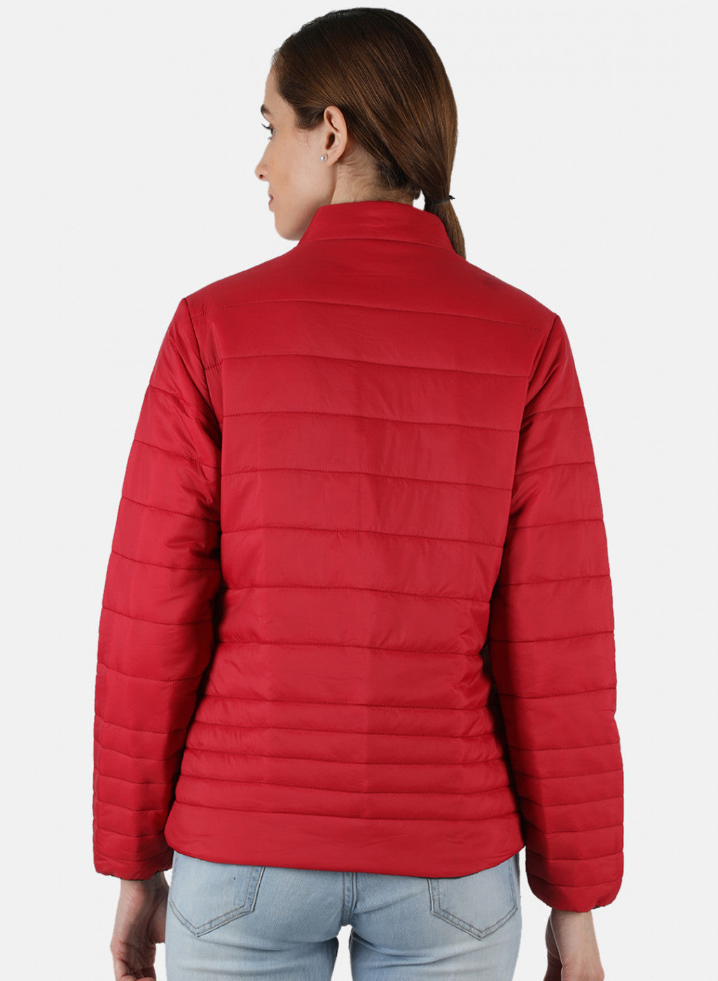 Women Maroon Solid Jacket