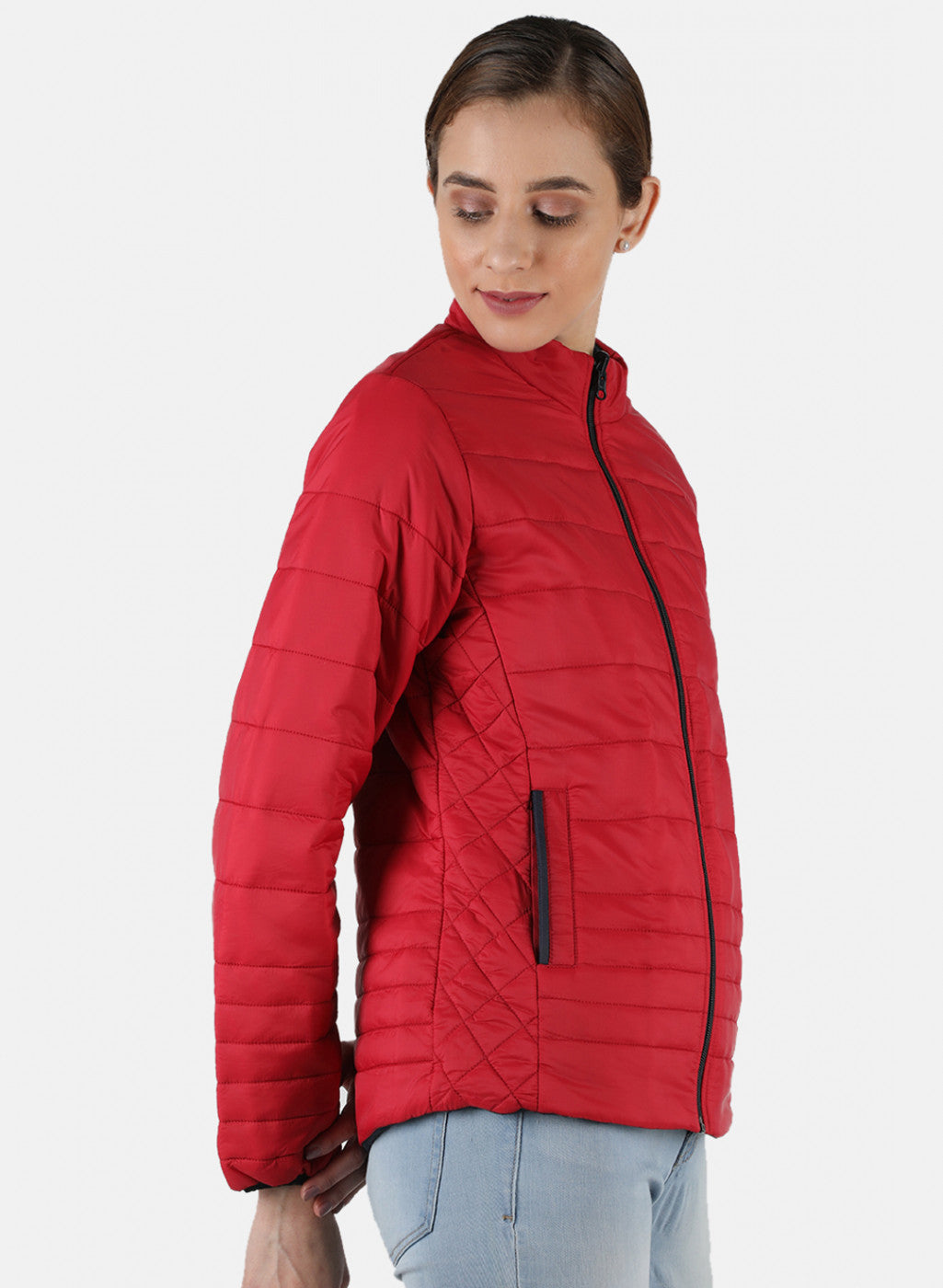 Women Maroon Solid Jacket