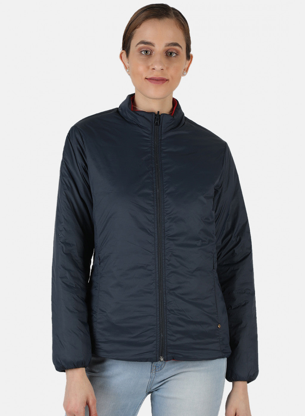 Women Maroon Solid Jacket