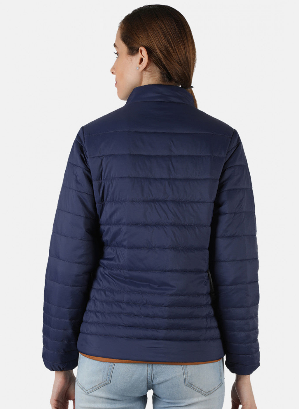 Women Navy Blue Solid Jacket