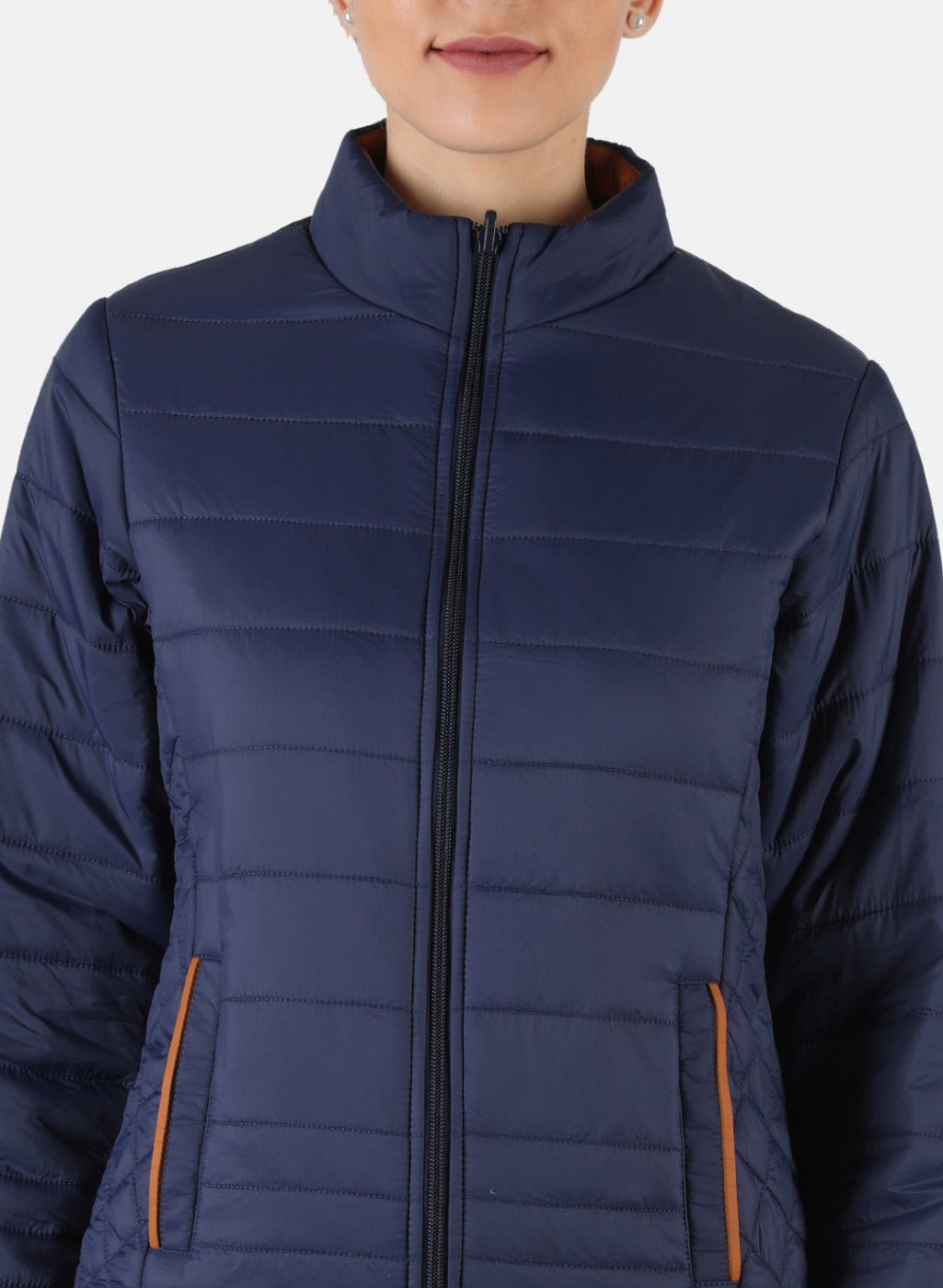 Women Navy Blue Solid Jacket
