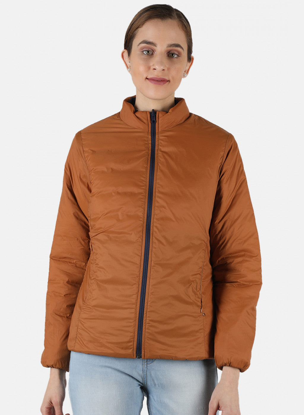 Women Navy Blue Solid Jacket