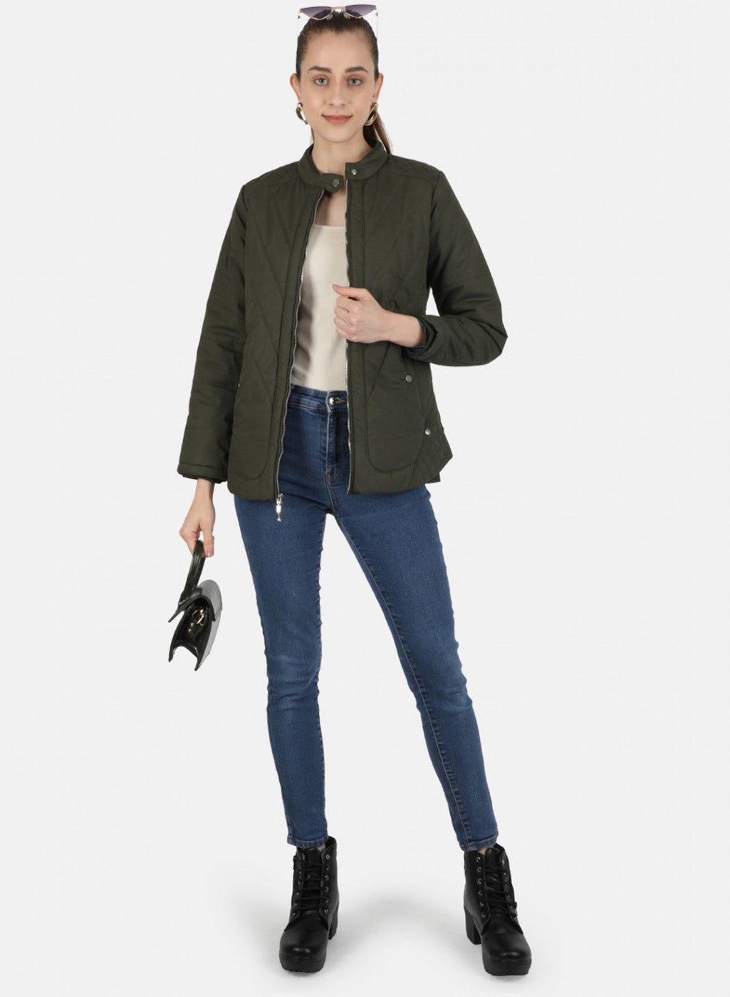 Women Olive Solid Jacket