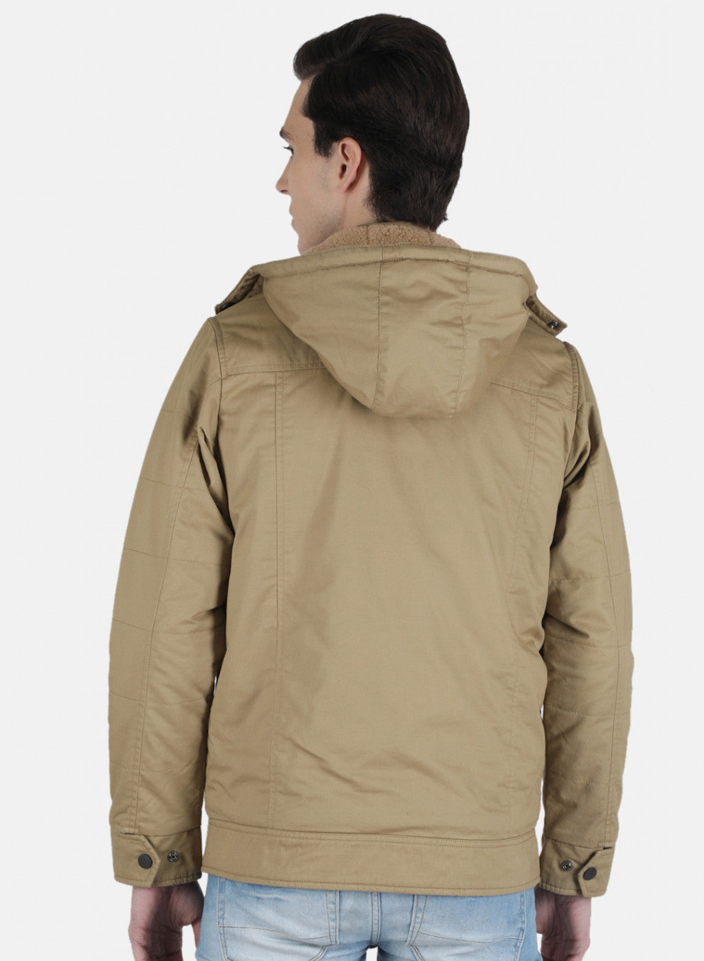 Men Khaki Solid Jacket