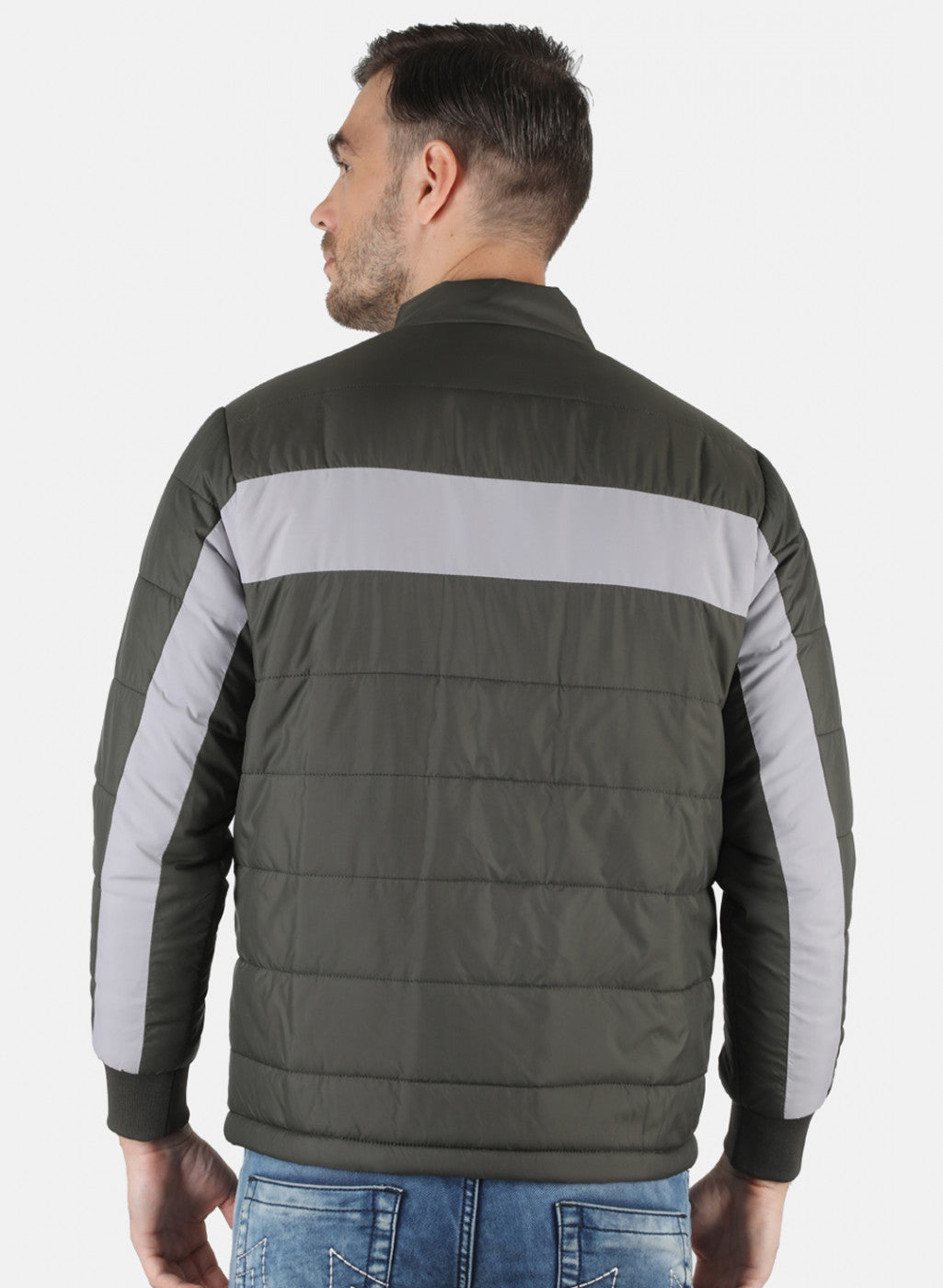 Men Olive Solid Jacket