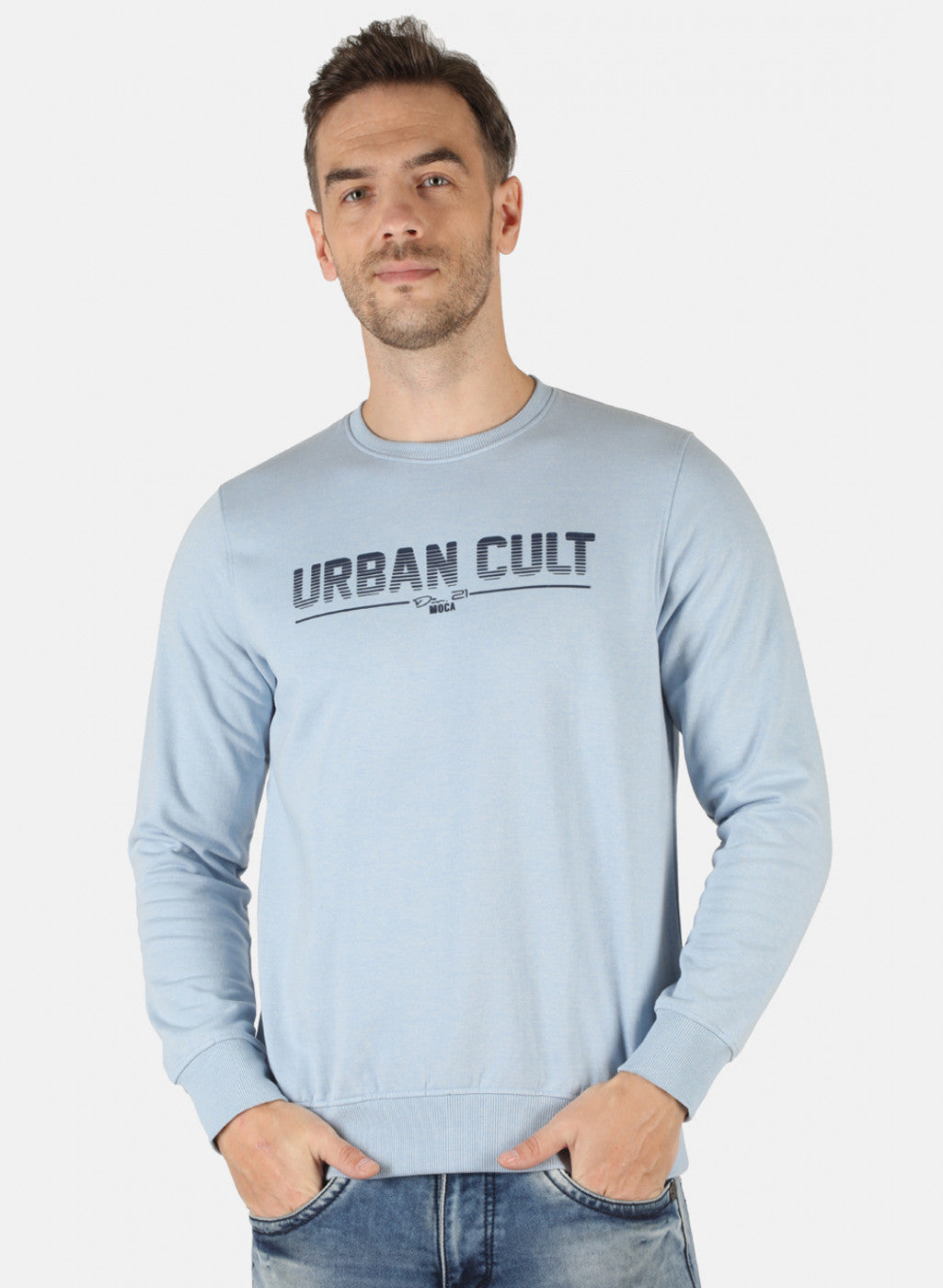 Men Blue Printed Sweatshirt