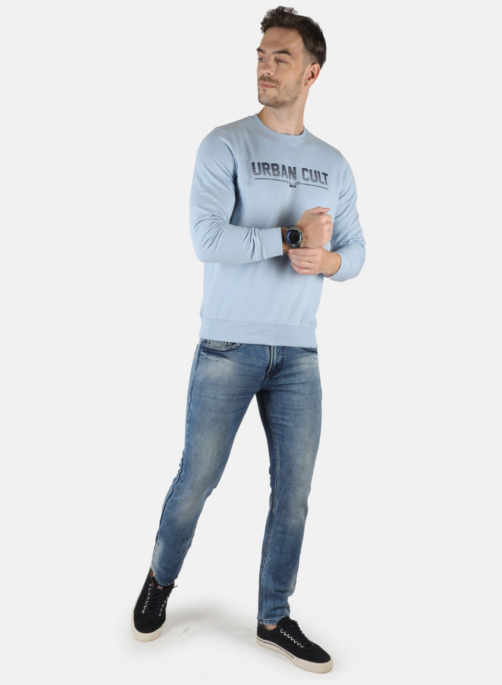 Men Blue Printed Sweatshirt