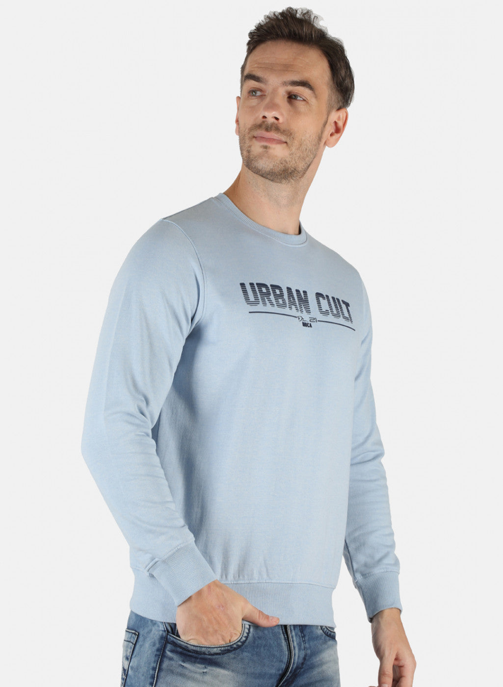 Men Blue Printed Sweatshirt