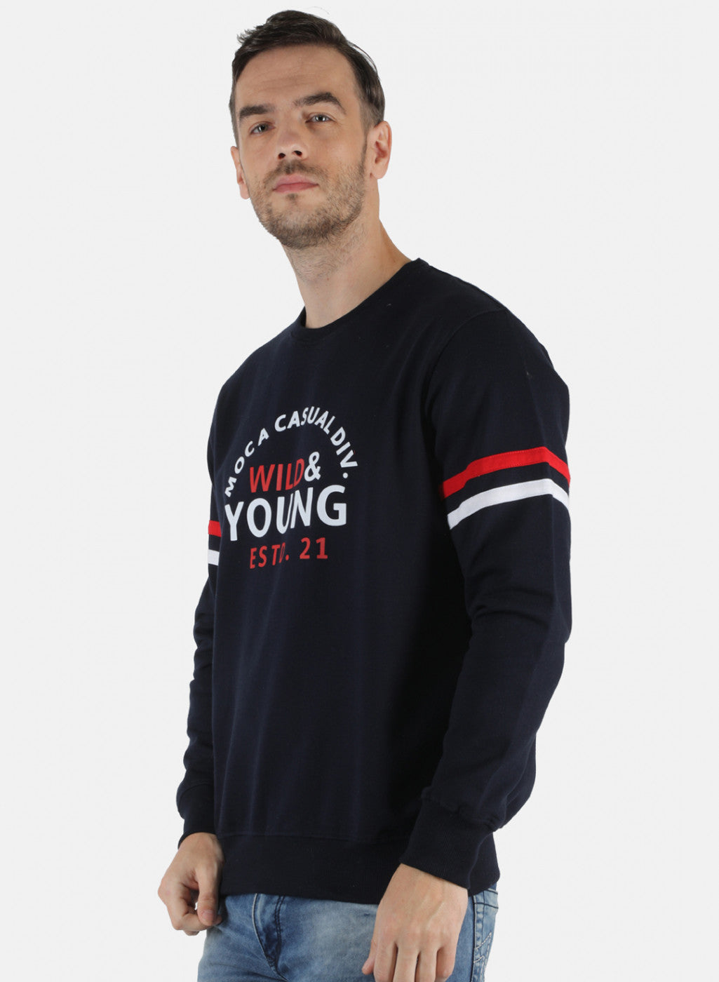 Men NAvy Blue Printed Sweatshirt