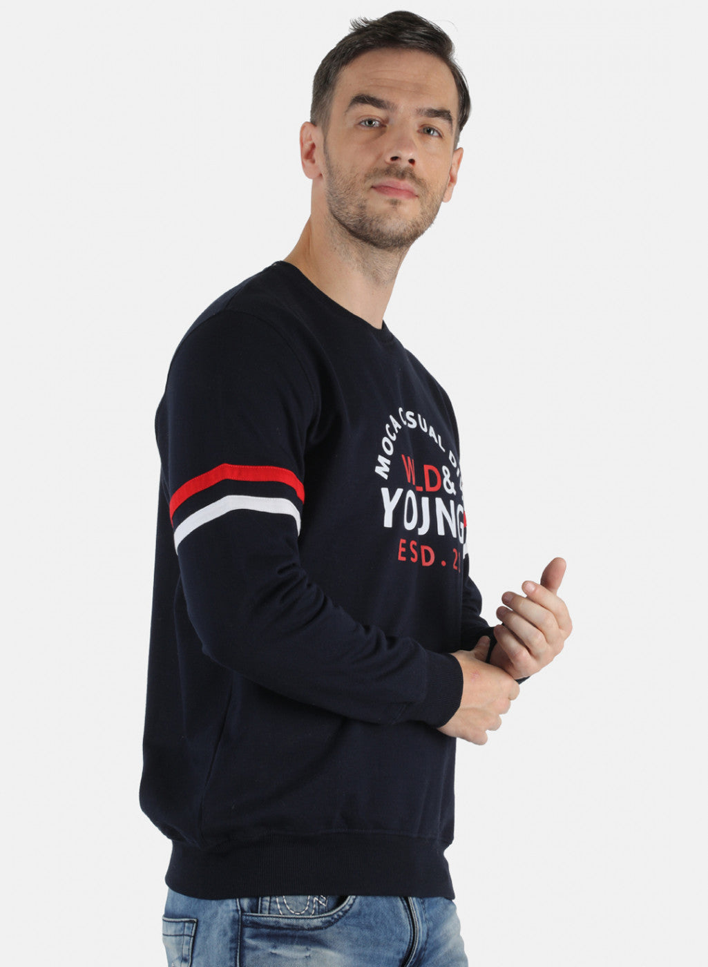 Men NAvy Blue Printed Sweatshirt