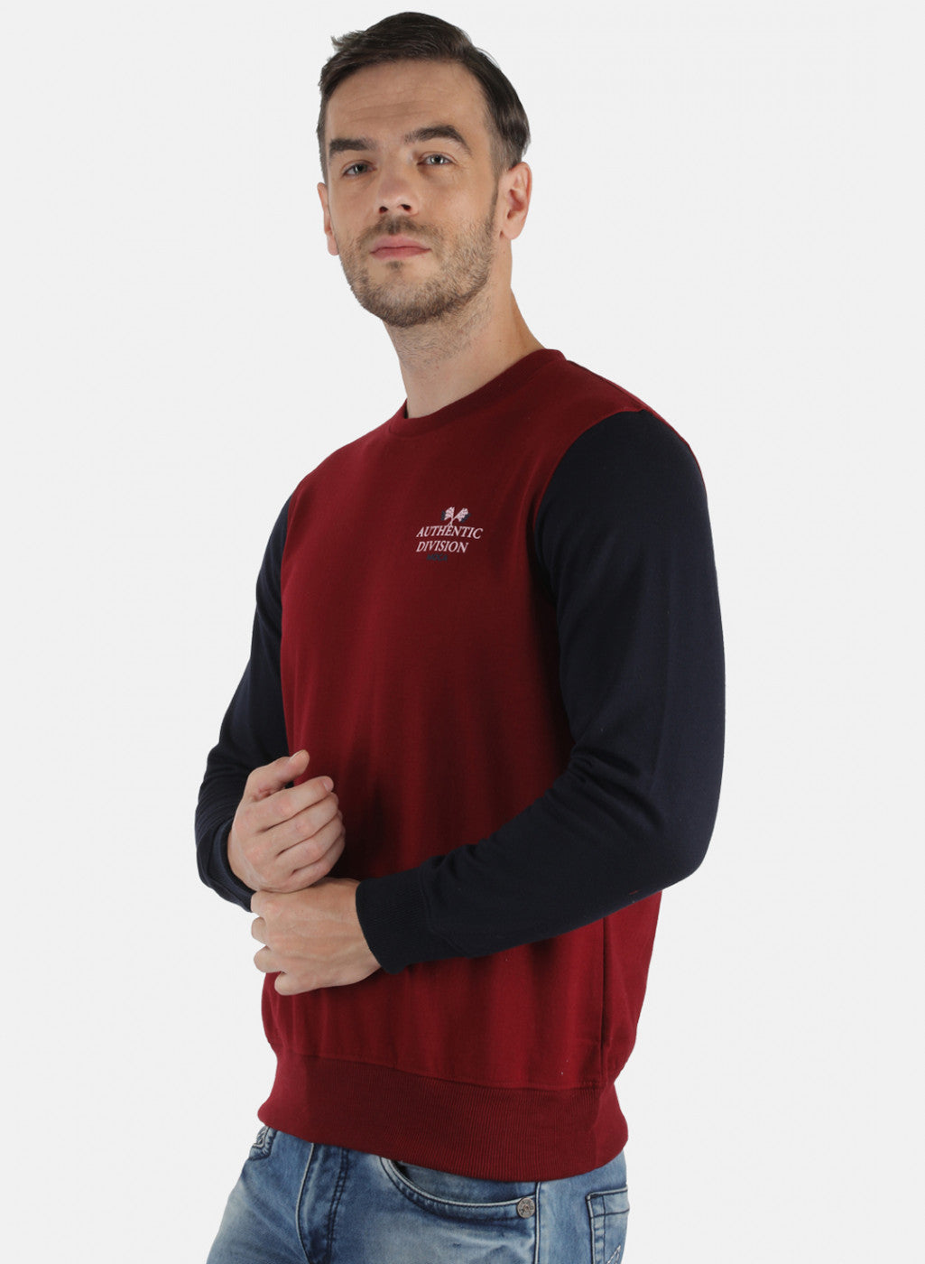 Men Maroon Printed Sweatshirt