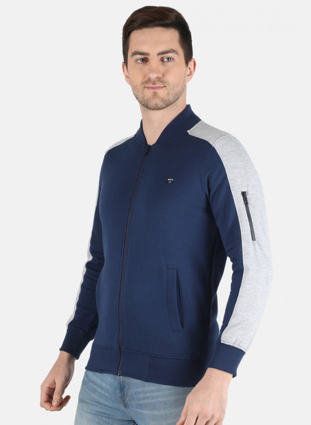 Men NAvy Blue Solid Sweatshirt